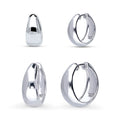 Dome Small Hoop Earrings Set in Sterling Silver 0.6-1 inch, 2-Pairs