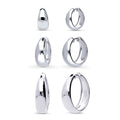 Dome Small Hoop Earrings Set in Sterling Silver 0.6-1 inch, 3-Pairs