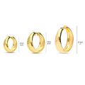 Front view of Dome Small Hoop Earrings Set in Sterling Silver 0.6-1 inch, 3-Pairs, Gold Flashed