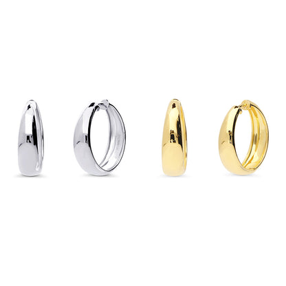 Dome Hoop Earrings in Gold Flashed Sterling Silver 1", 2 Pairs