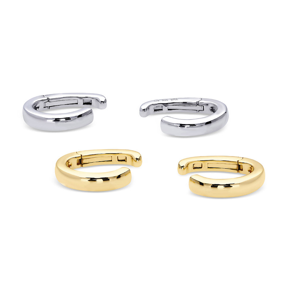 CZ Ear Cuff Cartilage Earrings in Sterling Silver, 2 Pairs