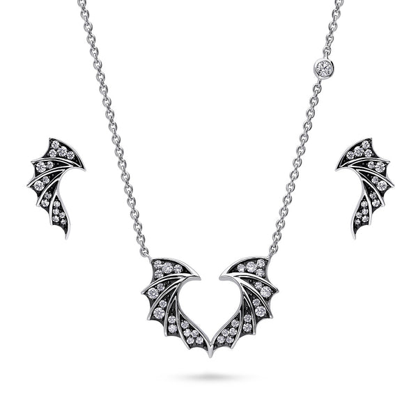BTS wings ネックレス Sterling Silver Bat Wings CZ Necklace and Earrings Set – BERRICLE