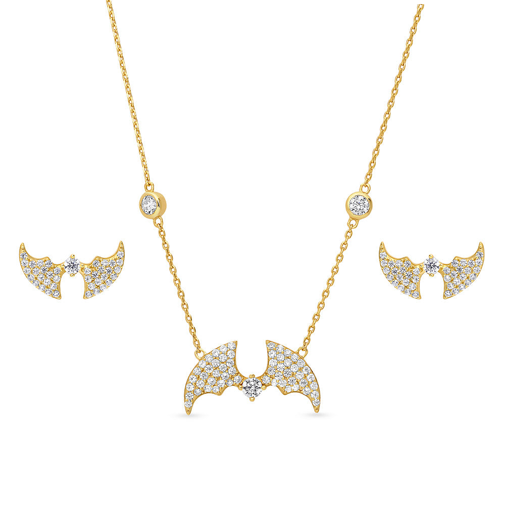 Bat CZ Set in Gold Flashed Sterling Silver, 1 of 13