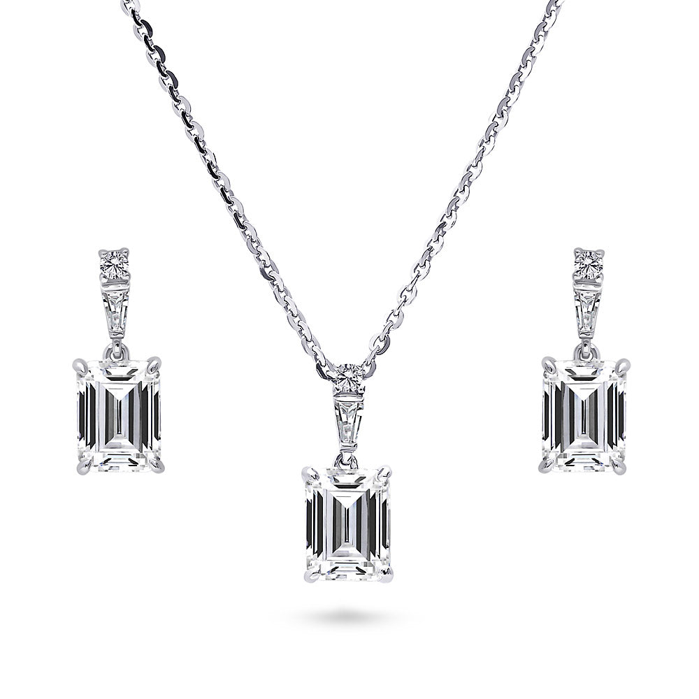 Solitaire 1.7ct/3.4ct Emerald Cut CZ Set in Sterling Silver, 1 of 11