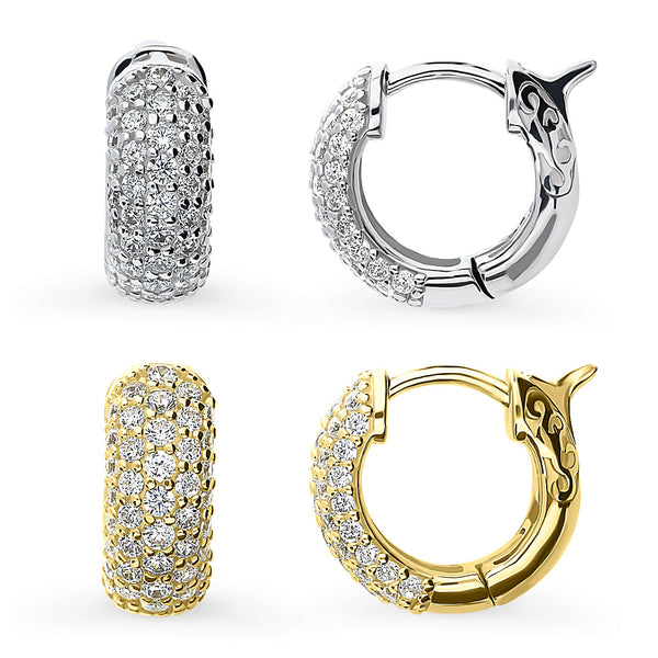 Silver Dome CZ Mini Helix Cartilage Huggie Earrings 0.5 inch
