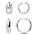 Dome Small Hoop Earrings in Sterling Silver 0.8-1 inch, 2 Pairs, Rhodium Plated