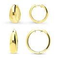 Dome Small Hoop Earrings in Sterling Silver 0.8-1 inch, 2 Pairs, Yellow Gold Flashed