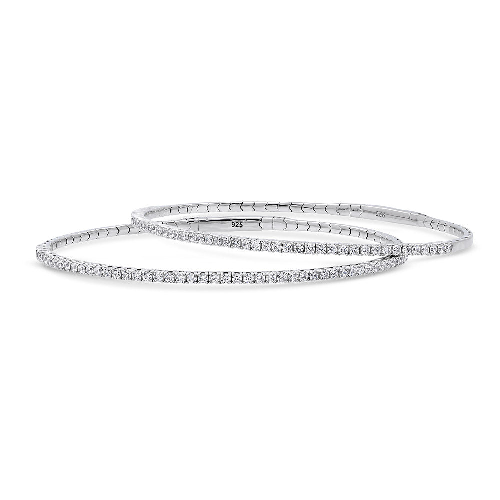 Flexible CZ Bangle Set in Sterling Silver