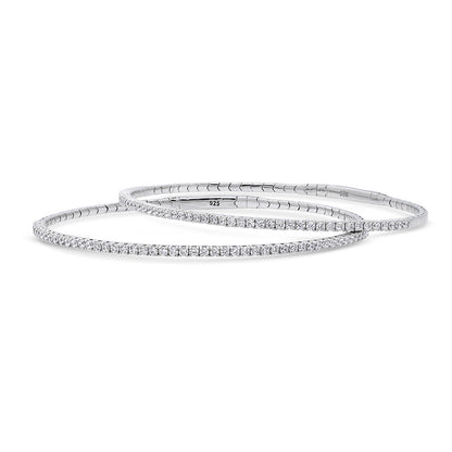 Flexible CZ Bangle Set in Sterling Silver