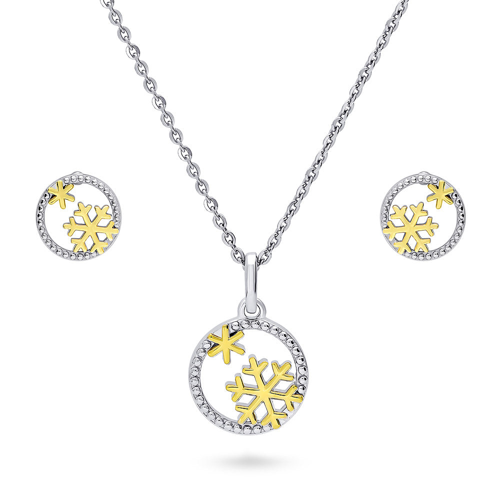 Snowflake Set in Gold Flashed Sterling Silver