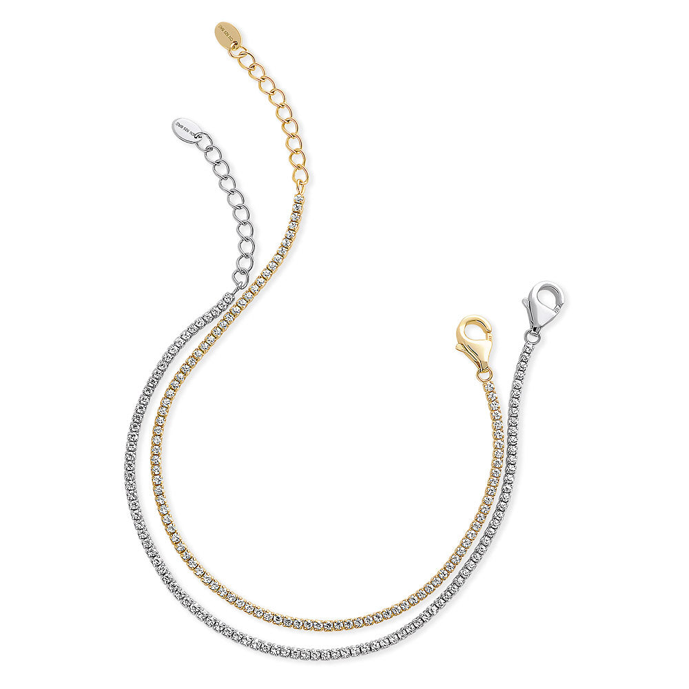 CZ Tennis Bracelet Set in Gold Flashed Sterling Silver