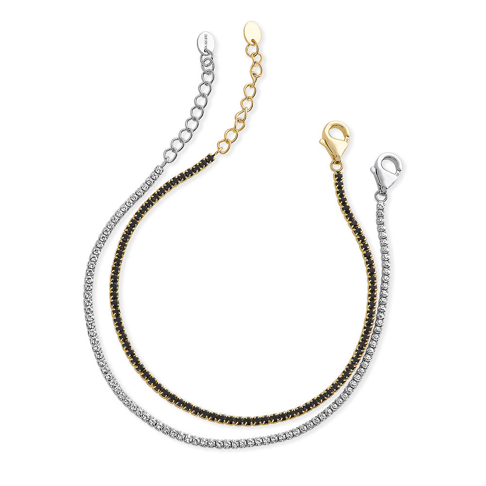 CZ Tennis Bracelet Set in Gold Flashed Sterling Silver, 2-Piece Style 2