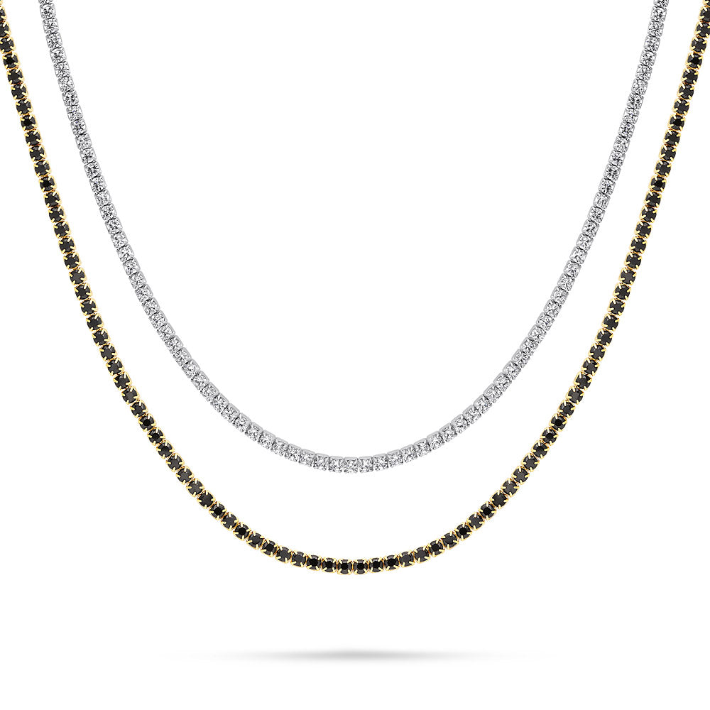 CZ Layered Tennis Choker Set in Gold Flashed Sterling Silver, 2-Piece, Style 2