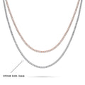 Front view of CZ Tennis Choker Necklace Set in Sterling Silver, 2-Piece Style 3