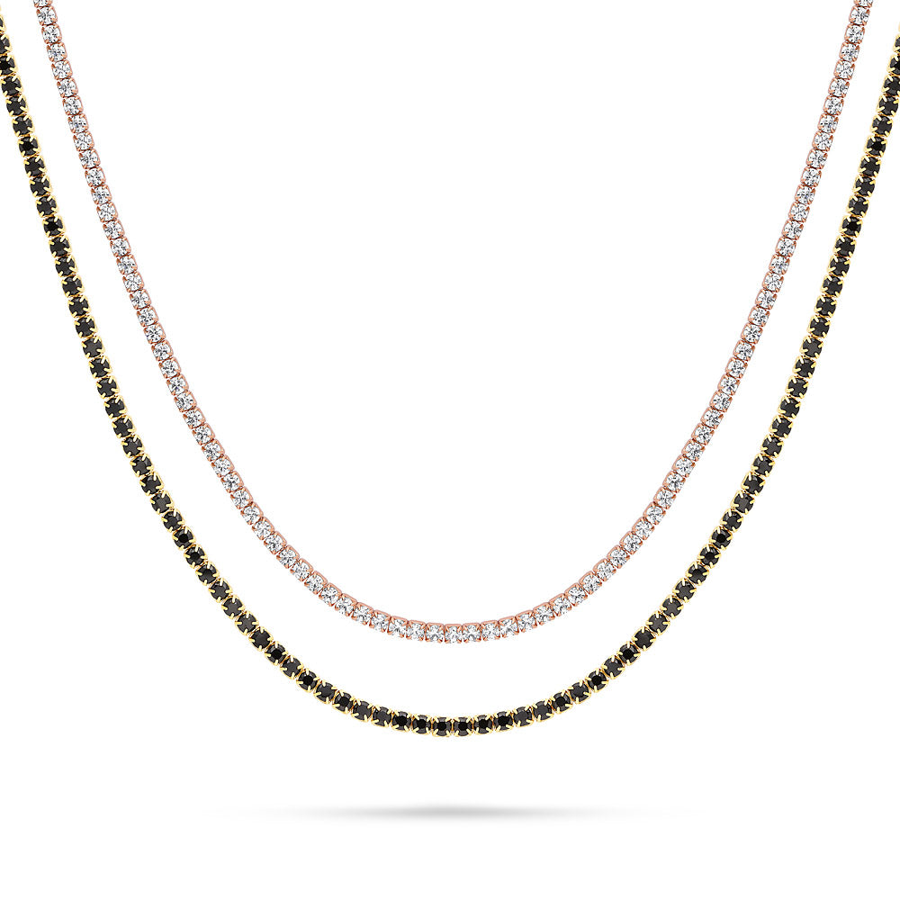 CZ Layered Tennis Choker Set in Gold Flashed Sterling Silver