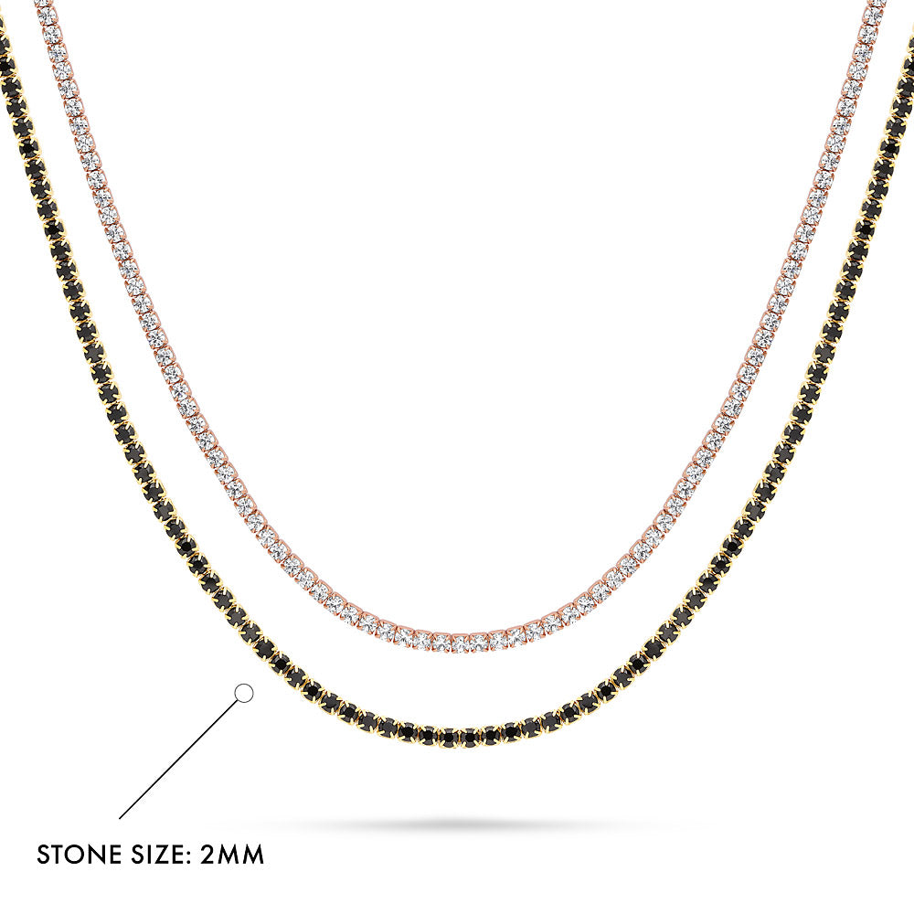 Front view of CZ Layered Tennis Choker Set in Gold Flashed Sterling Silver, 2-Piece, Style 6