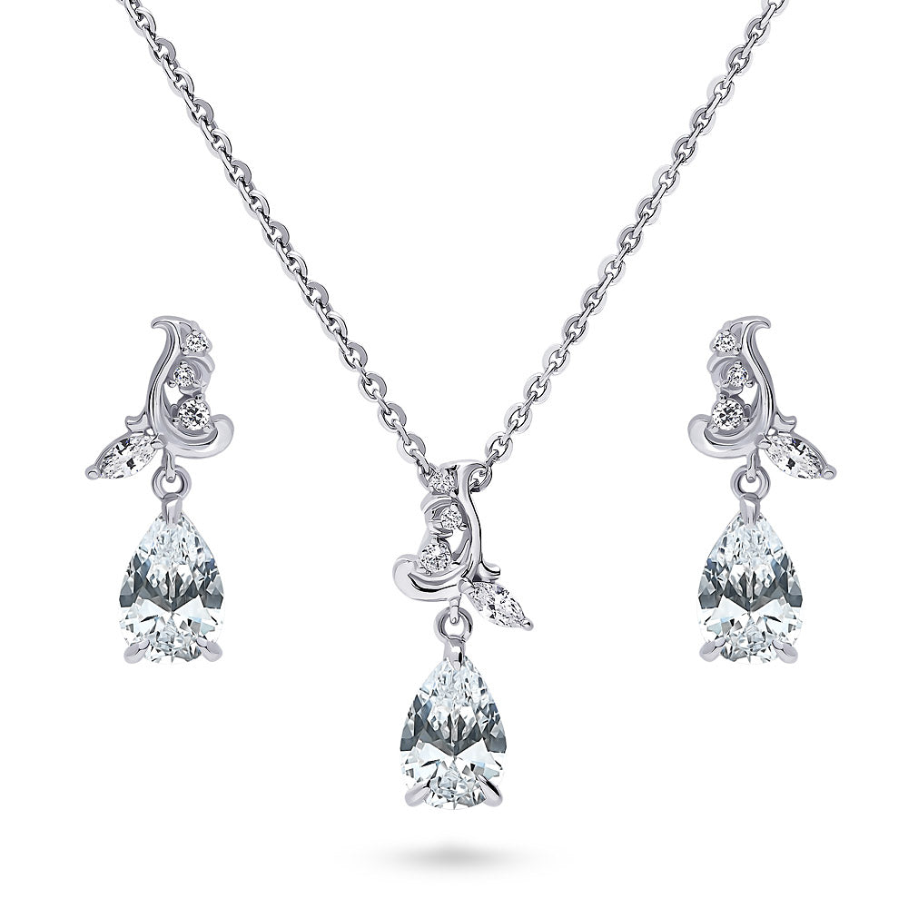 Filigree CZ Necklace and Earrings in Sterling Silver, 1 of 8