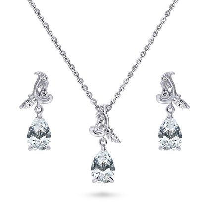 Filigree CZ Necklace and Earrings in Sterling Silver