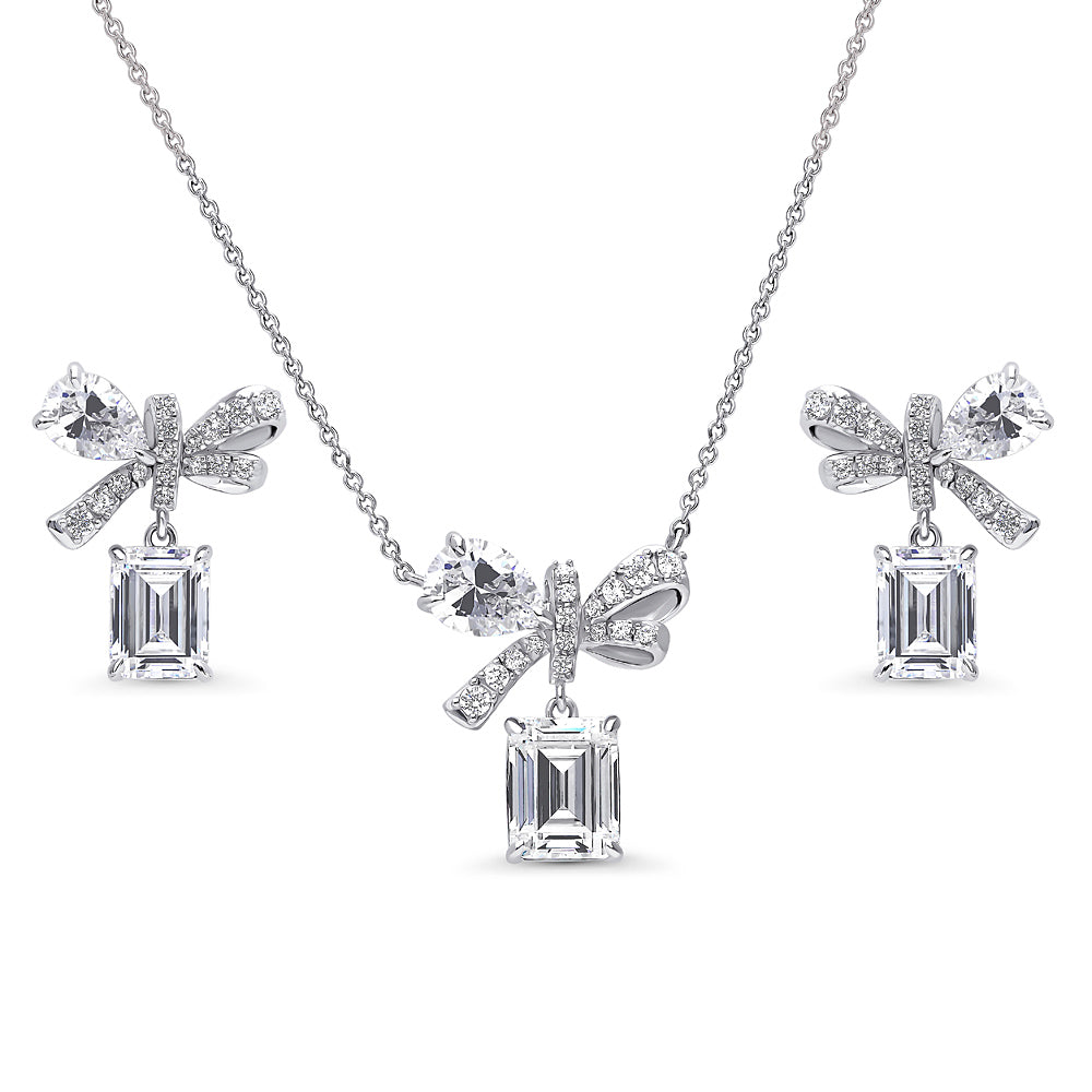 Bow Tie Ribbon CZ Set in Sterling Silver, 1 of 7