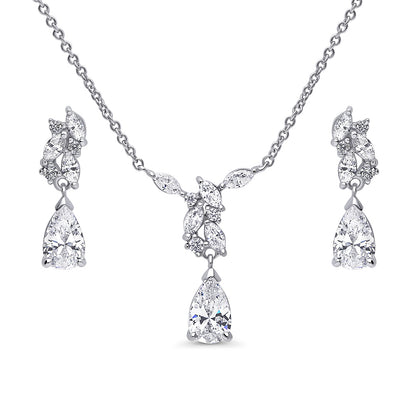 Cluster Teardrop Navette CZ Set in Sterling Silver