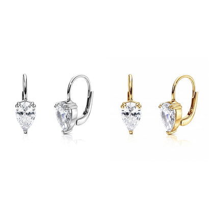 Solitaire CZ Earrings in Gold Flashed Sterling Silver, 2 Pairs
