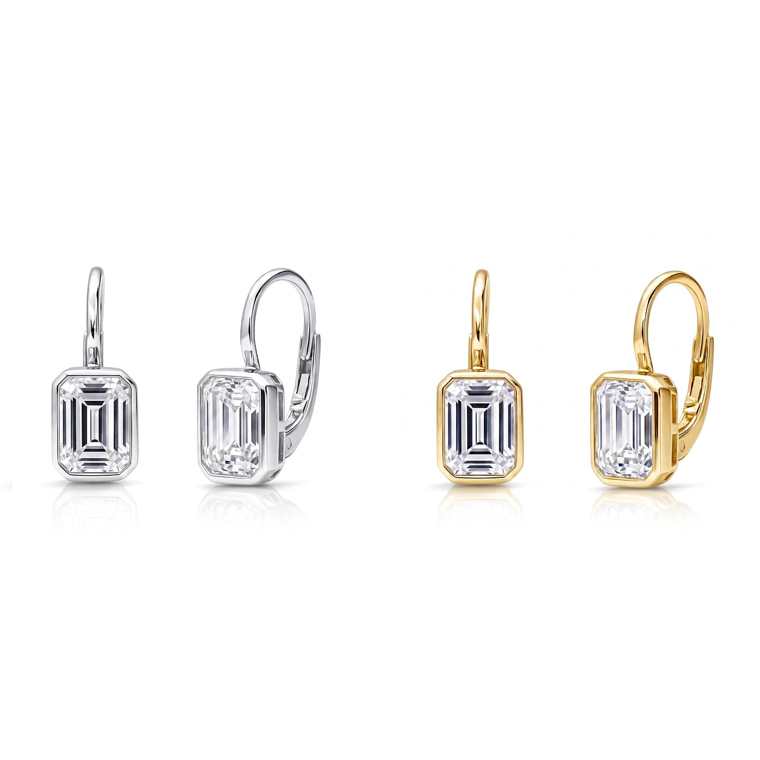 Solitaire CZ Earrings in Gold Flashed Sterling Silver, 2 Pairs, 1 of 7
