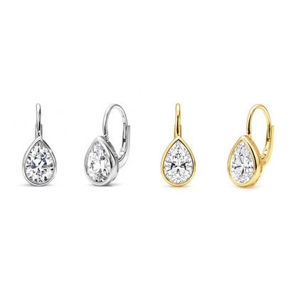 Solitaire CZ Earrings in Gold Flashed Sterling Silver, 2 Pairs