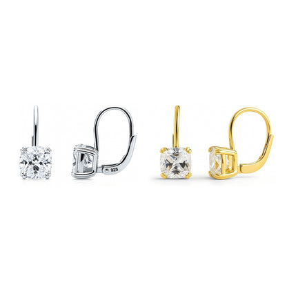 Solitaire CZ Earrings in Gold Flashed Sterling Silver, 2 Pairs