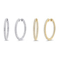 CZ Hoop Earrings in Gold Flashed Sterling Silver 0.9-1 inch, 2 Pairs, 2-Pair Set, 1 inch