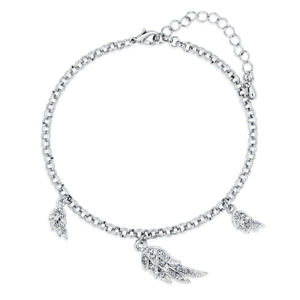 Angel Wings Charm Anklet in Silver-Tone, 1 of 4