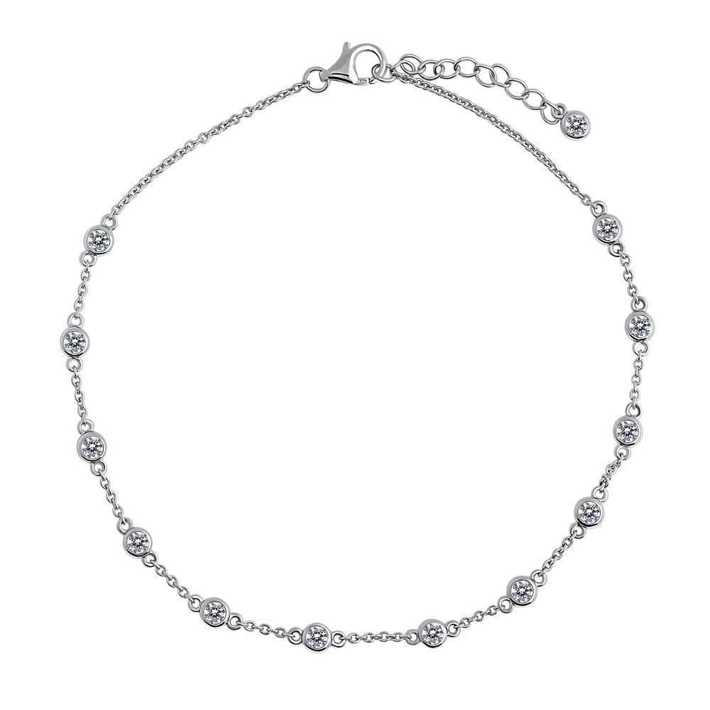 CZ by the Yard Station Anklet in Sterling Silver, 1 of 2