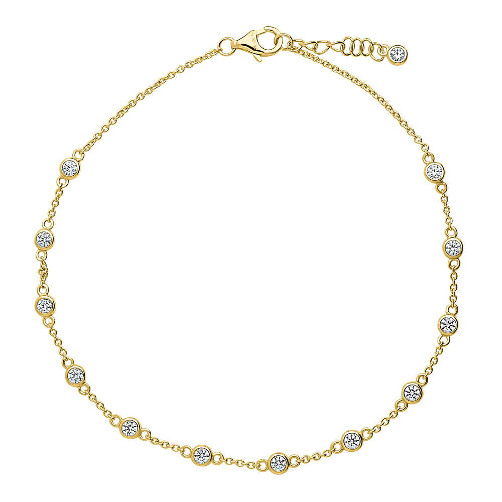 Station CZ Station Anklet in Gold Flashed Sterling Silver, 1 of 5