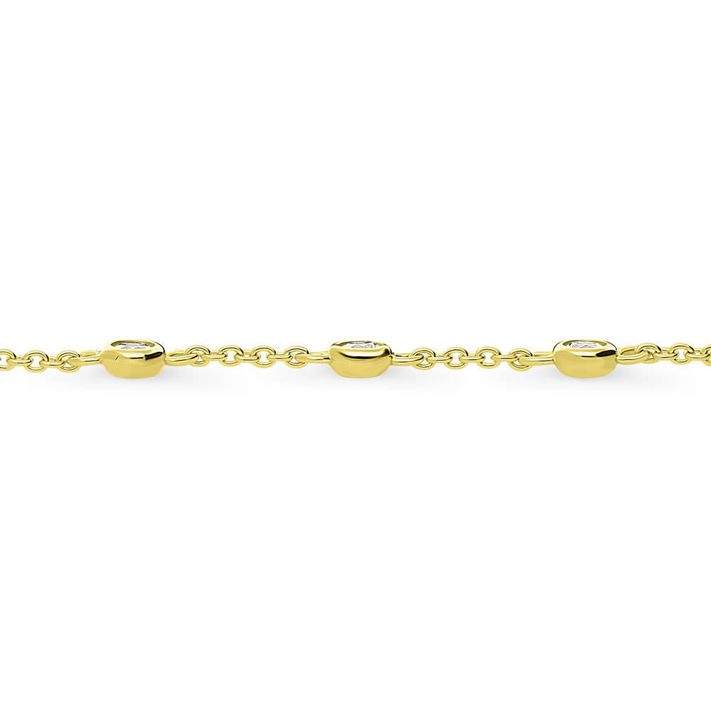 Station CZ Station Anklet in Gold Flashed Sterling Silver
