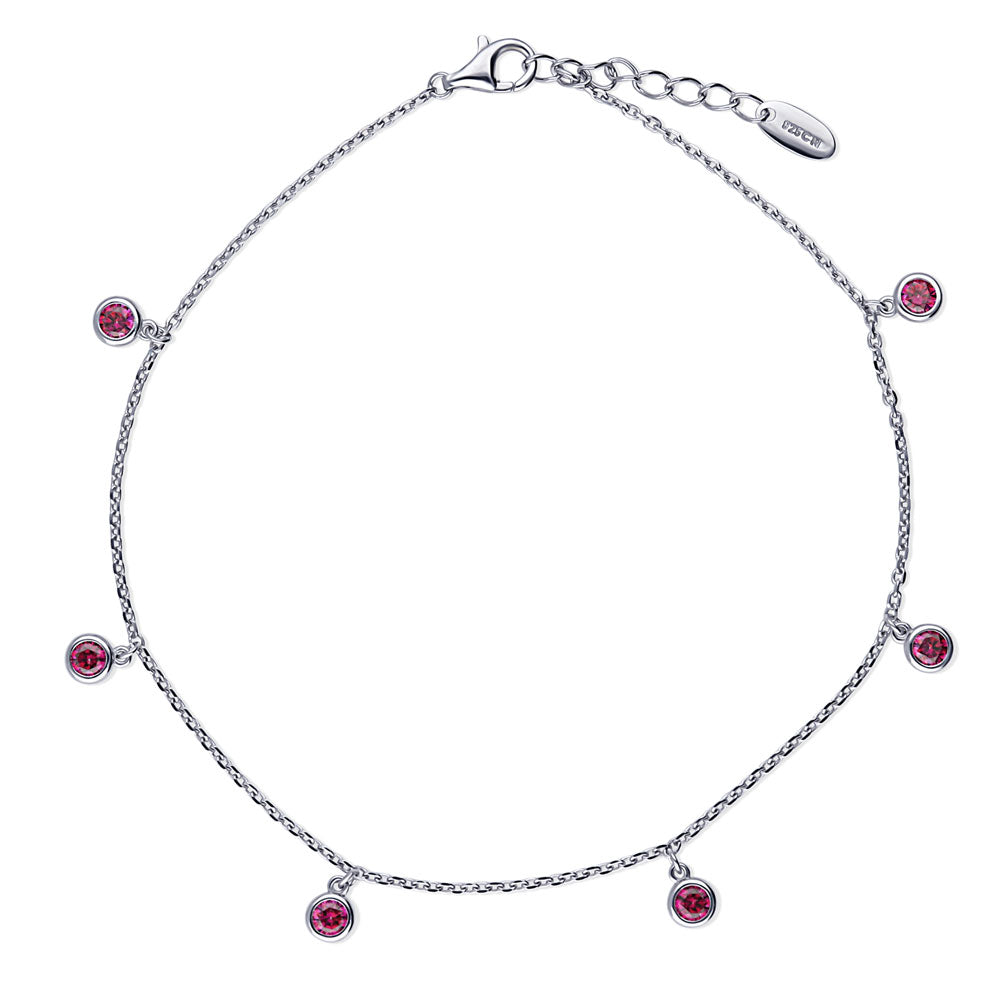 CZ Charm Anklet in Sterling Silver