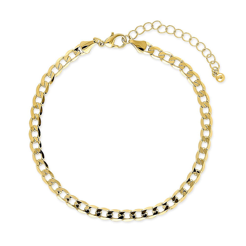 Curb Chain Anklet Ankle Bracelet in Base Metal, Gold-Tone