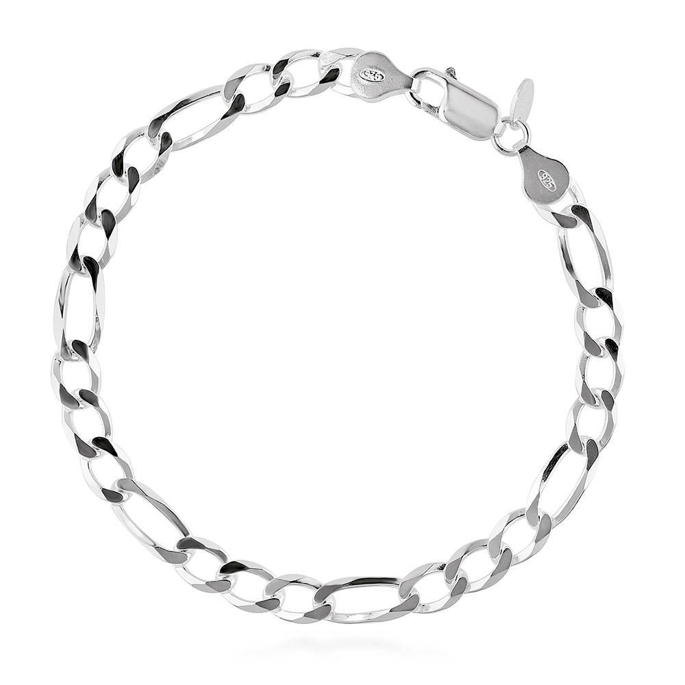 Figaro Chain Bracelet in Sterling Silver 6mm