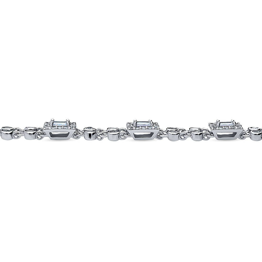 Front view of Art Deco CZ Chain Bracelet in Sterling Silver, 3 of 13