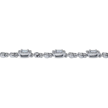 Art Deco CZ Chain Bracelet in Sterling Silver