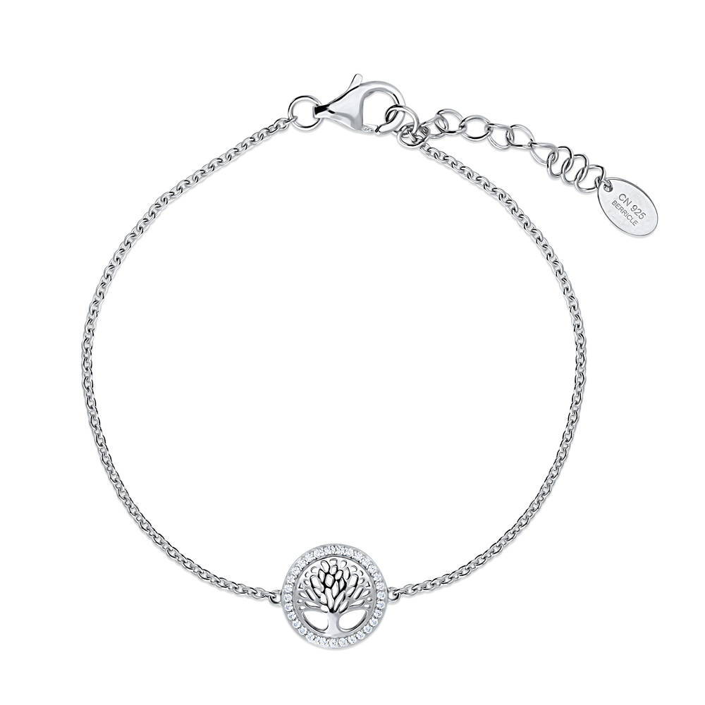 Family Tree CZ Chain Bracelet in Sterling Silver