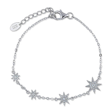 Starburst CZ Chain Bracelet in Sterling Silver