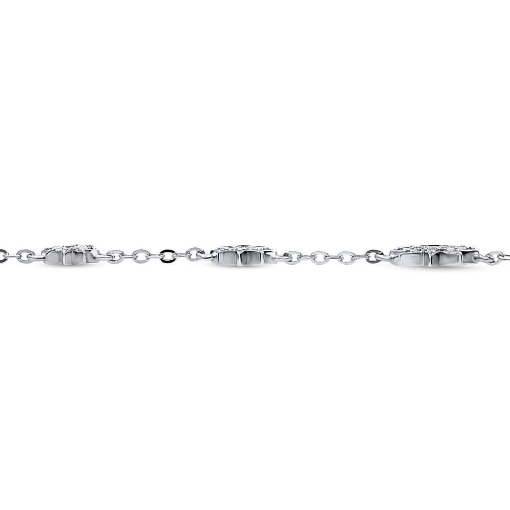 Front view of Starburst CZ Chain Bracelet in Sterling Silver, 4 of 7