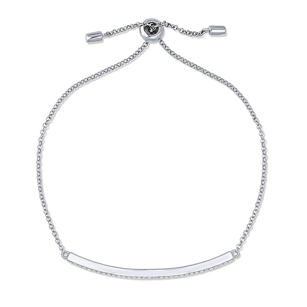 Bar CZ Chain Bracelet in Sterling Silver