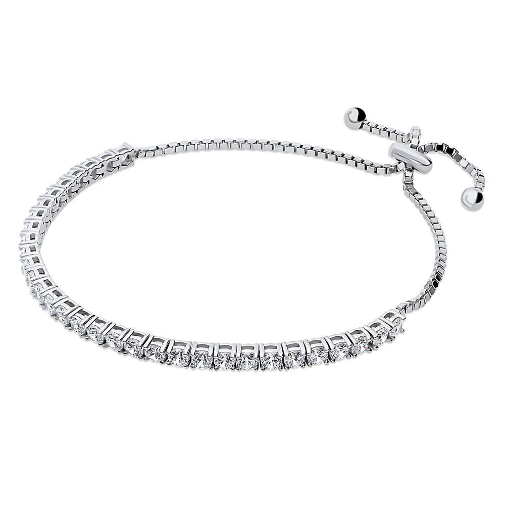 Front view of CZ Tennis Bracelet in Sterling Silver 4-9 inch, 4 of 8