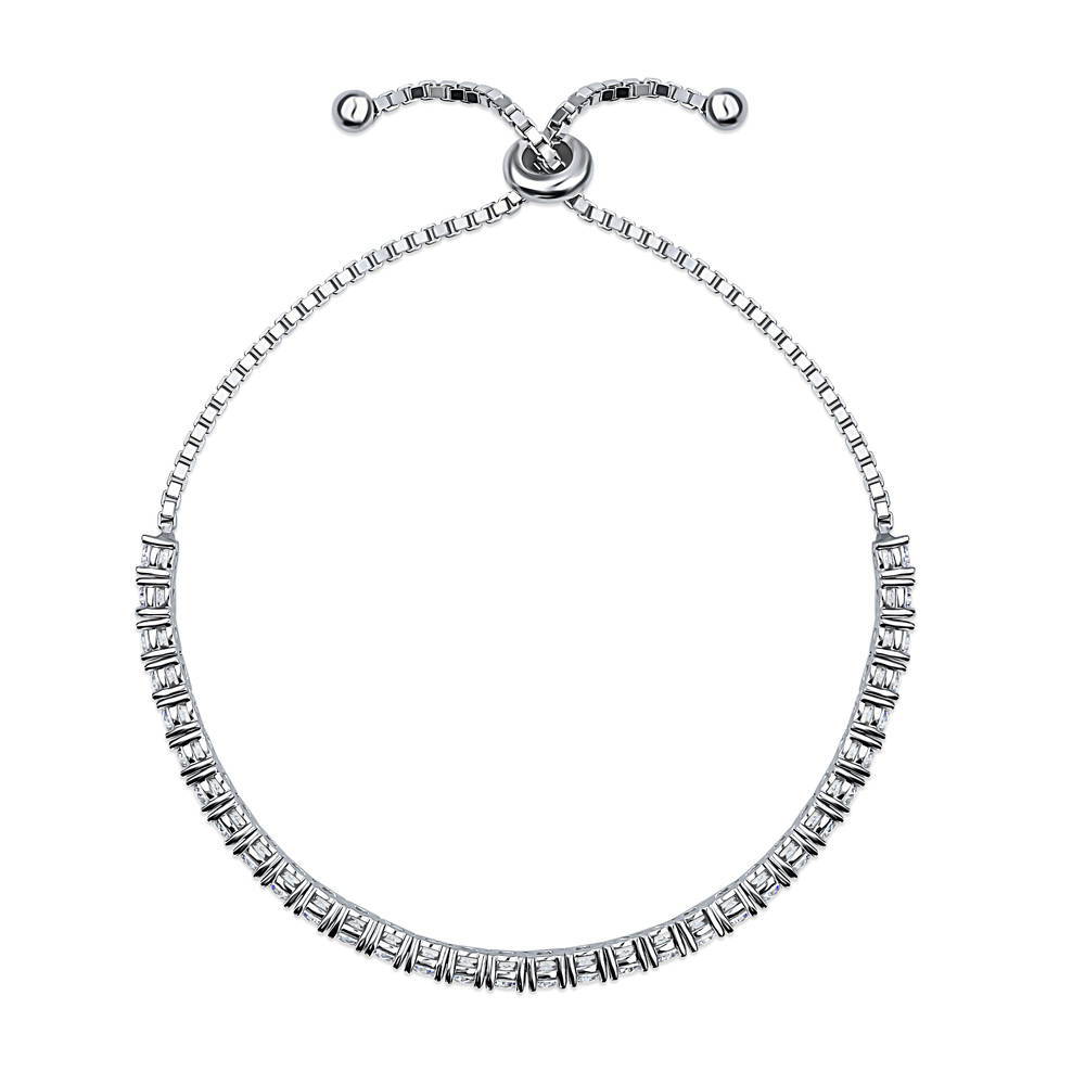 Angle view of CZ Tennis Bracelet in Sterling Silver 4-9 inch, 5 of 8