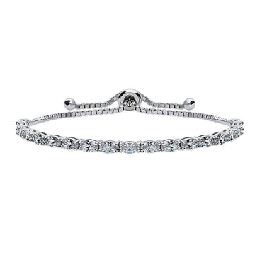 East-West Oval CZ Statement Tennis Bracelet in Sterling Silver