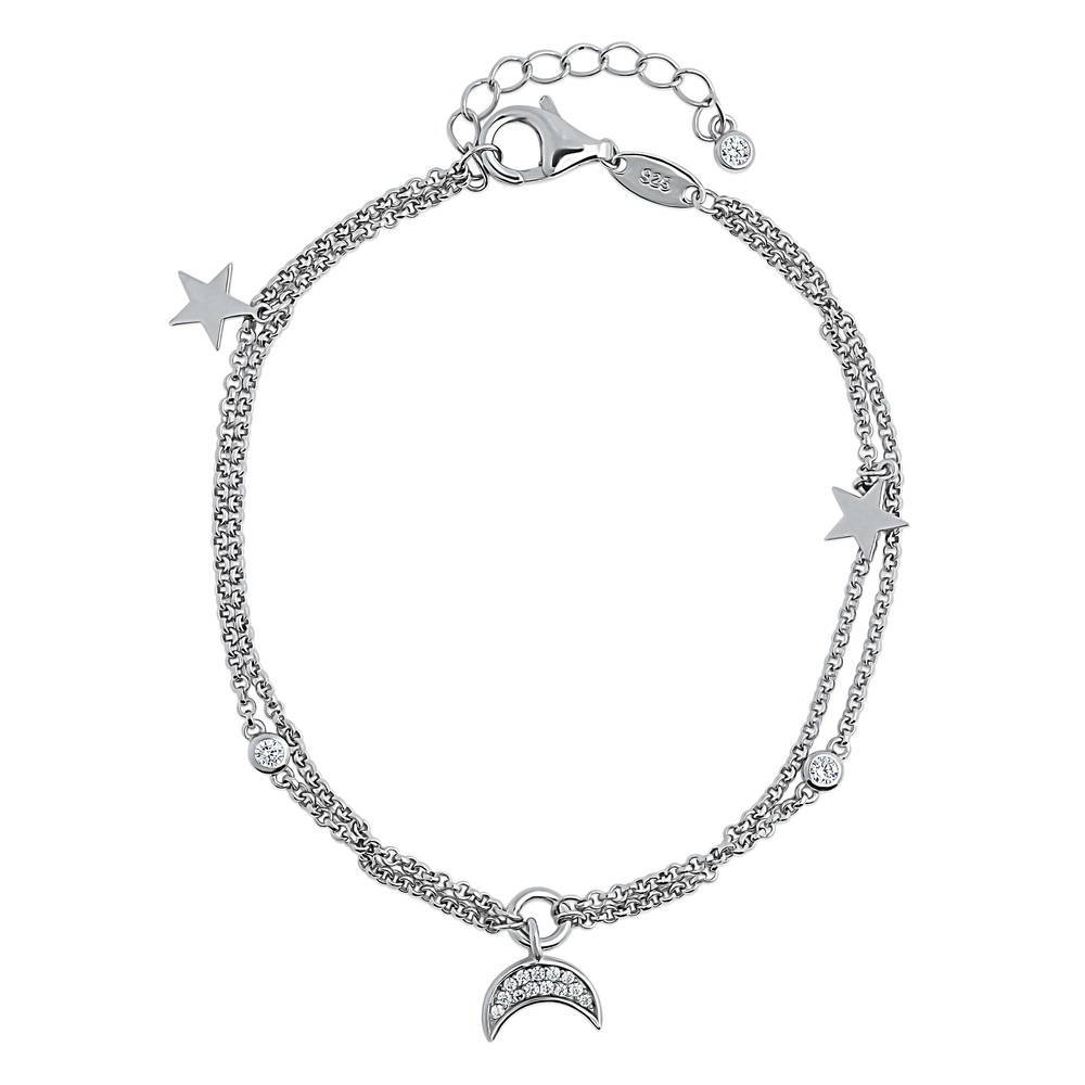 Star Crescent Moon CZ Charm Bracelet in Sterling Silver, 1 of 2
