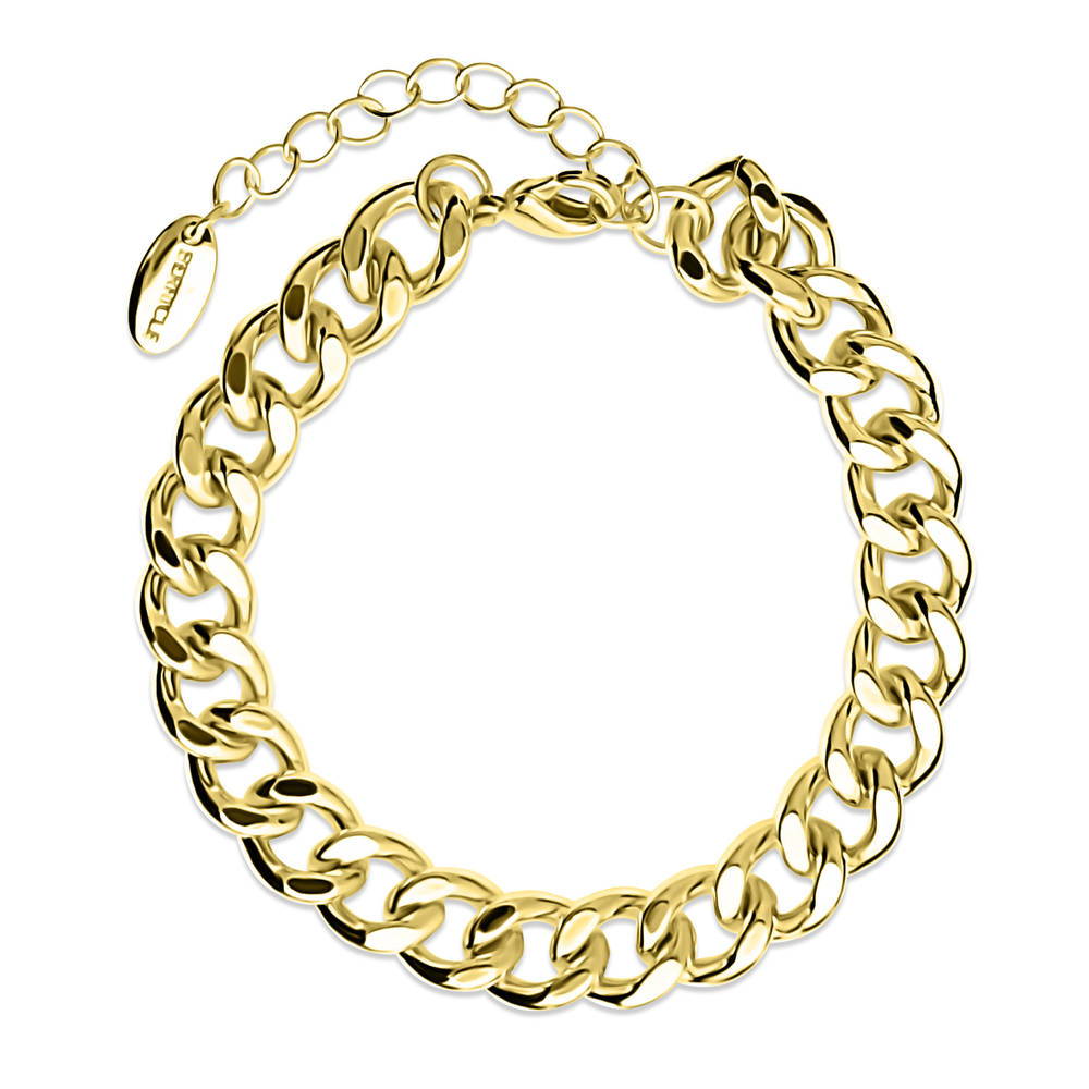 Statement Lightweight Curb Chain Bracelet in Gold-Tone 9mm, 1 of 5