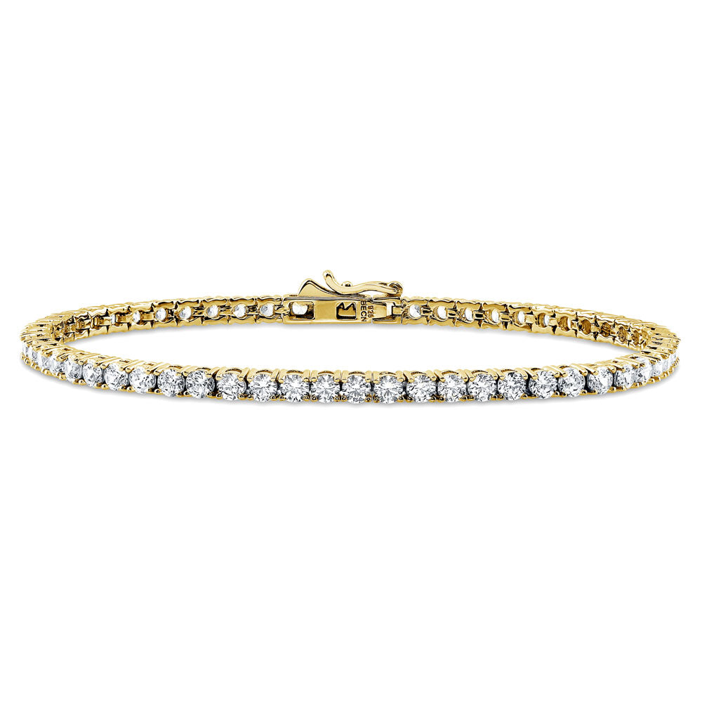 CZ Tennis Bracelet in Gold Flashed Sterling Silver, 1 of 7