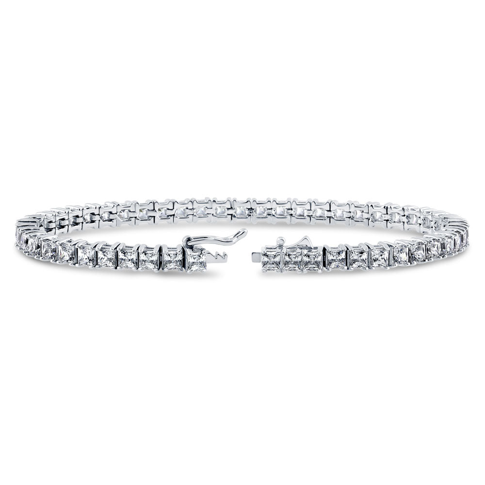 Front view of Princess CZ Statement Tennis Bracelet in Sterling Silver, 3 of 8