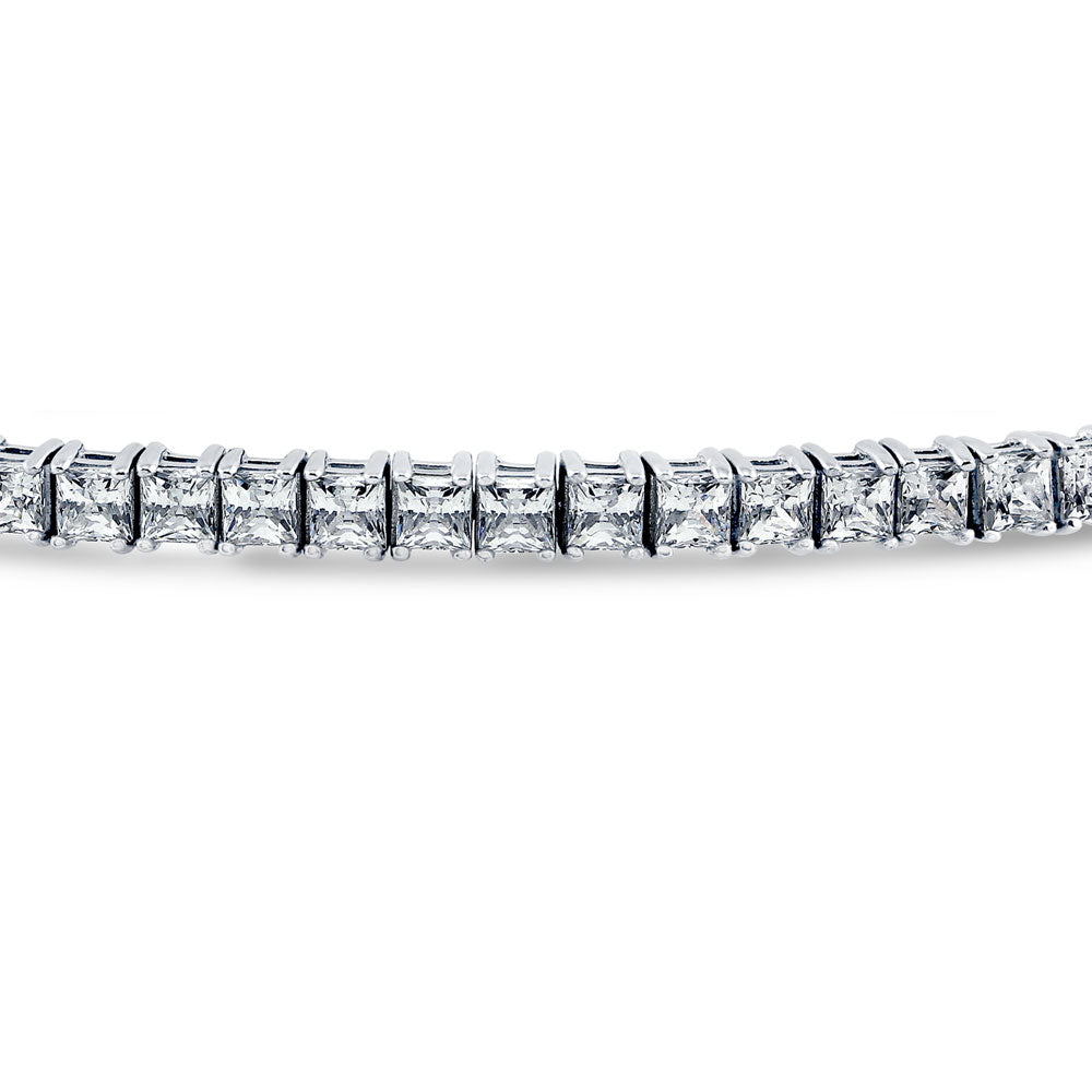 Angle view of Princess CZ Statement Tennis Bracelet in Sterling Silver, 5 of 8
